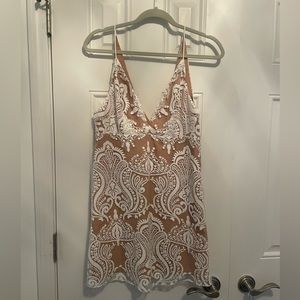 Free people Sequin White And Tan Dress
